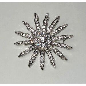 Sunburst Clear Rhinestone Brooch